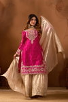 SR 1694 Heavy Micro Cotton With Embroidery Work Top With Plazo Dupatta Exporters In India